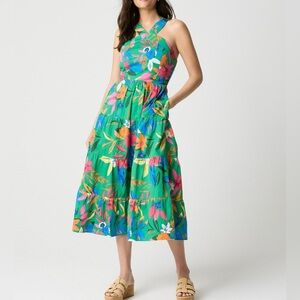 NWT J Crew Women's Printed Tiered Halter Mini Dress